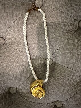 Gold Nautical Shell Pendant Rope Necklace - Brand unknown